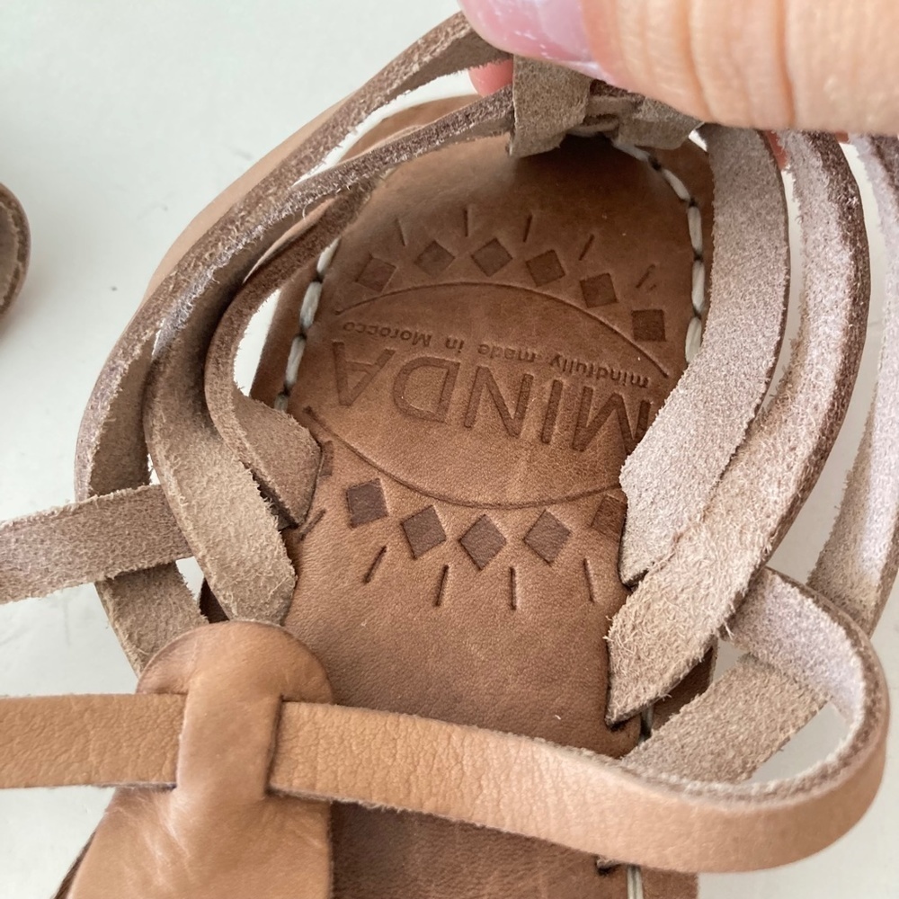 NWOT Free People Minda Helen Brown Leather Woven Sandals Sz 39 - Picture 3 of 6